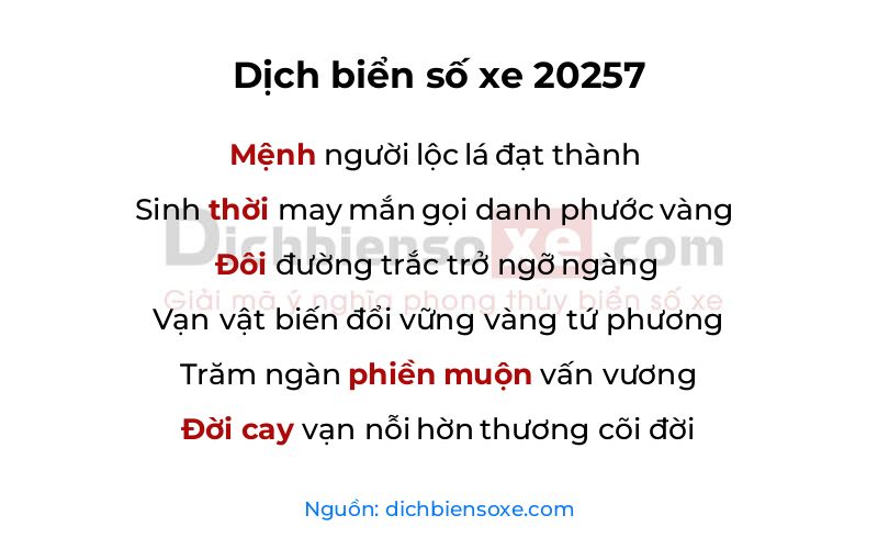 Dịch thơ biển số 20257