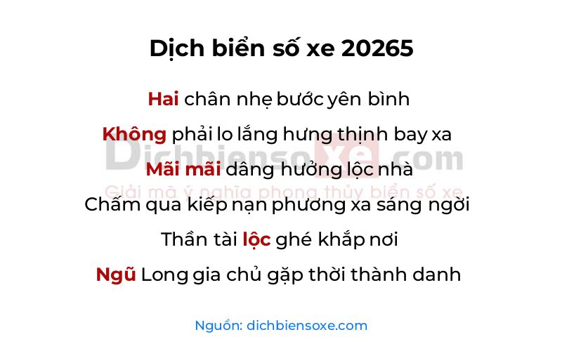 Dịch thơ biển số 20265