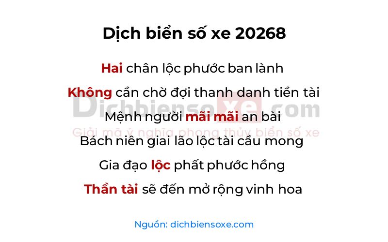 Dịch thơ biển số 20268