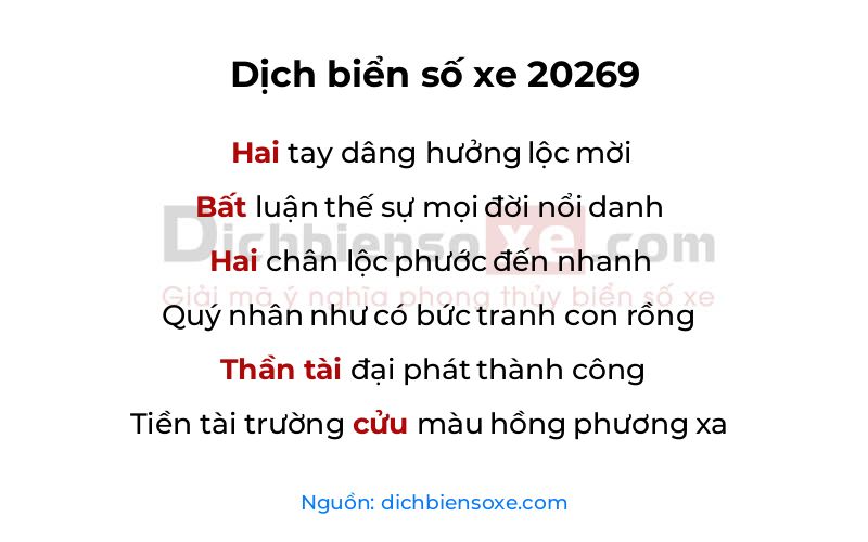 Dịch thơ biển số 20269