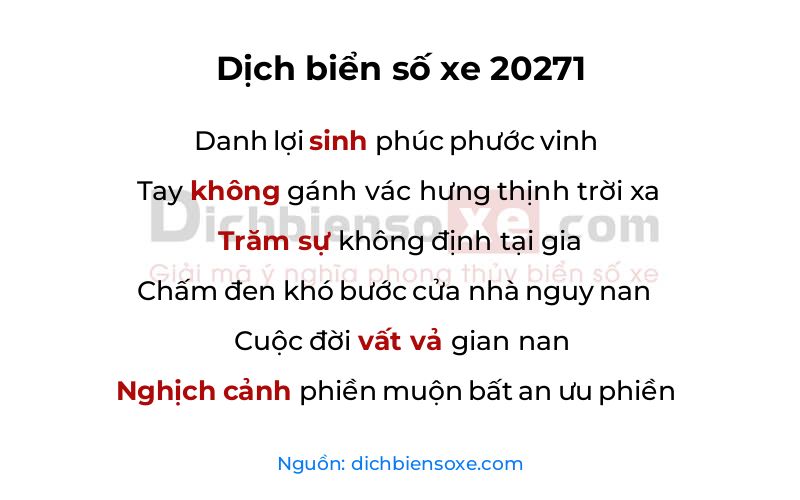 Dịch thơ biển số 20271