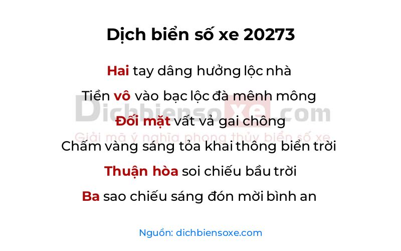 Dịch thơ biển số 20273