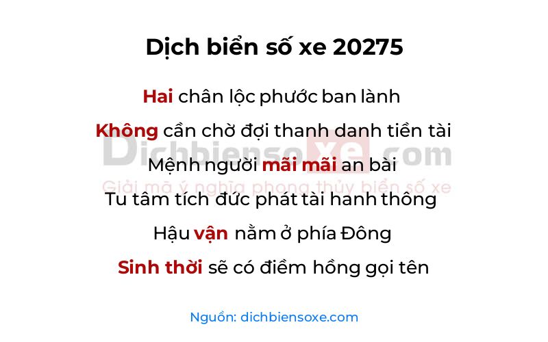 Dịch thơ biển số 20275
