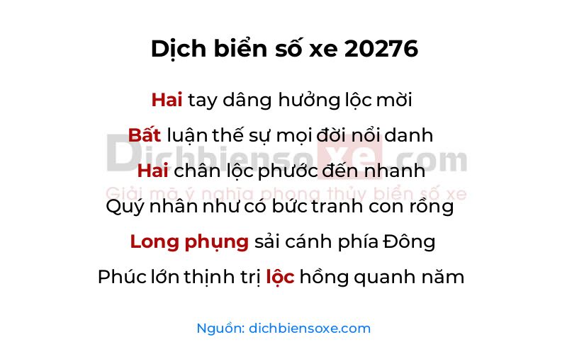 Dịch thơ biển số 20276