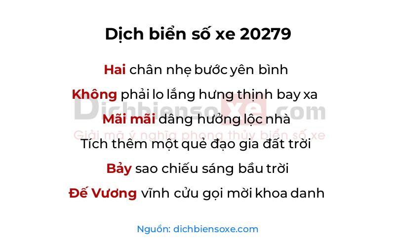 Dịch thơ biển số 20279