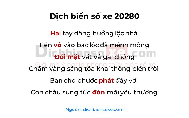 Dịch thơ biển số 20280