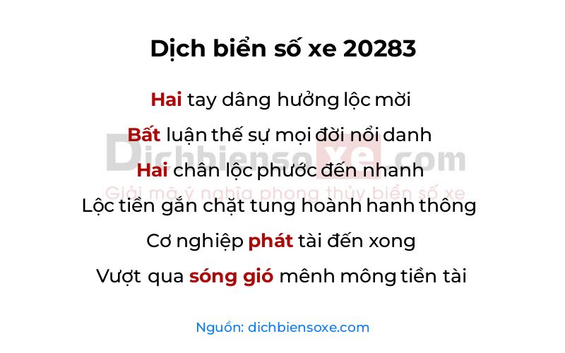 Dịch thơ biển số 20283