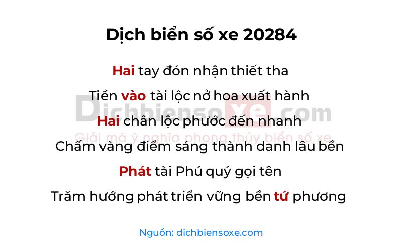 Dịch thơ biển số 20284
