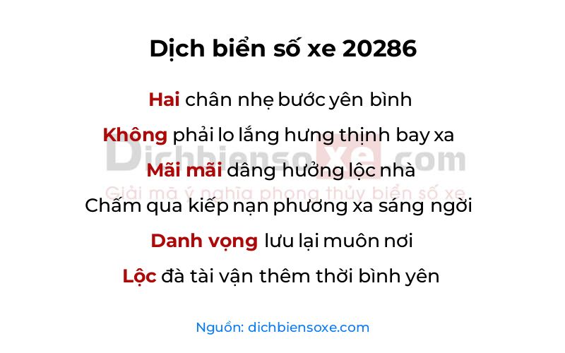 Dịch thơ biển số 20286