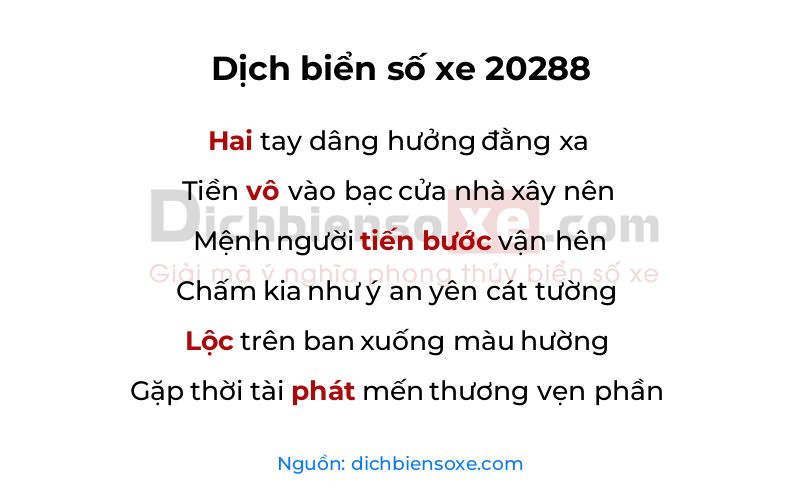 Dịch thơ biển số 20288