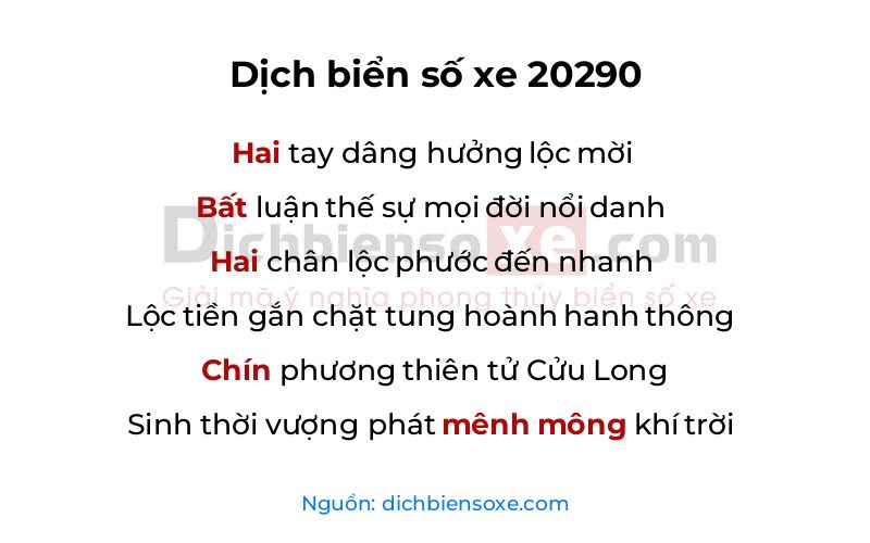 Dịch thơ biển số 20290