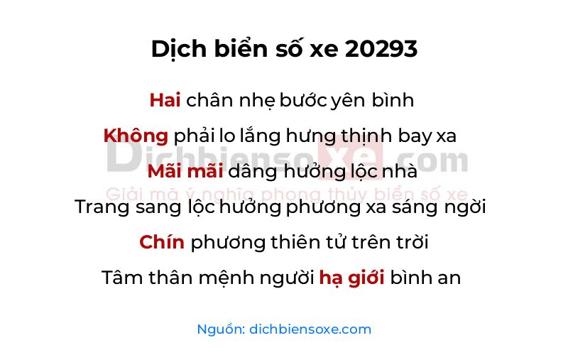 Dịch thơ biển số 20293