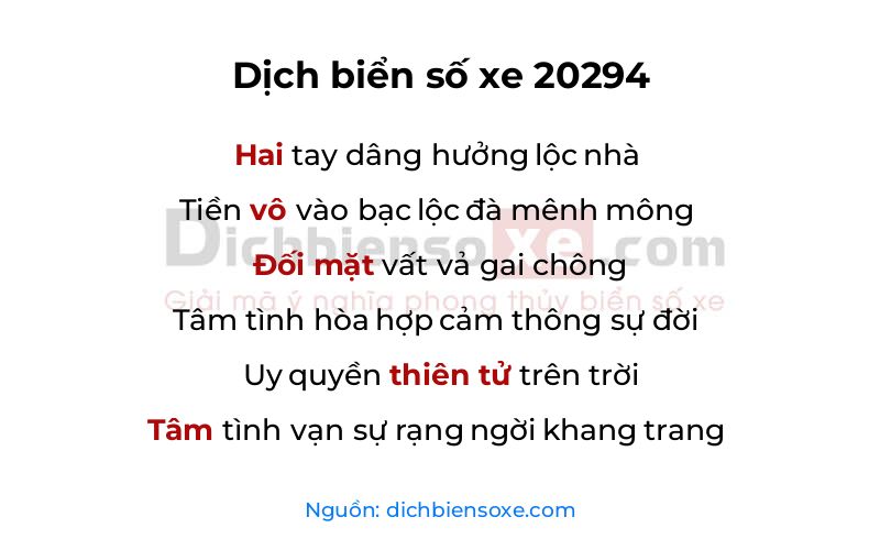 Dịch thơ biển số 20294