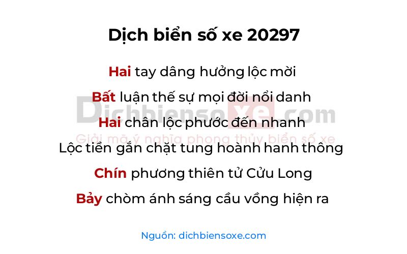 Dịch thơ biển số 20297