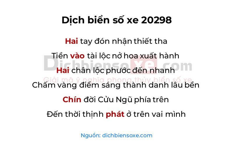 Dịch thơ biển số 20298