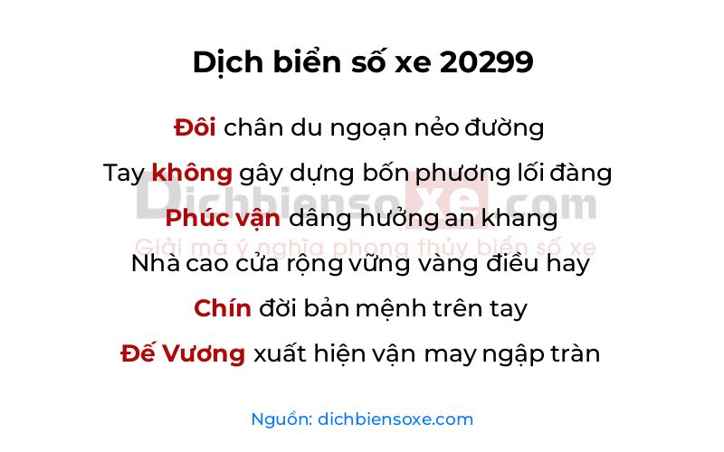 Dịch thơ biển số 20299