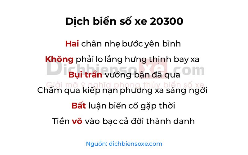 Dịch thơ biển số 20300