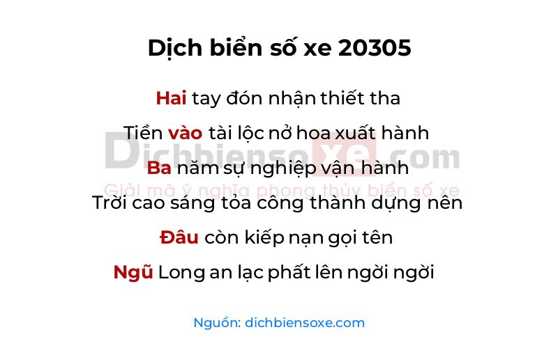 Dịch thơ biển số 20305