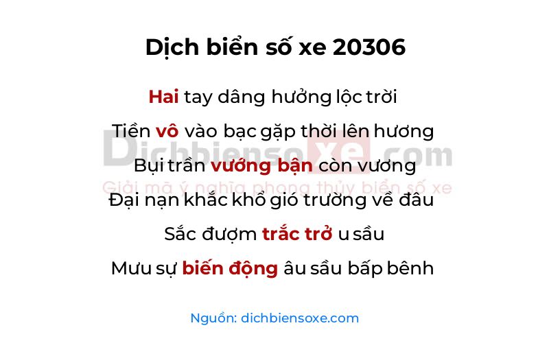 Dịch thơ biển số 20306