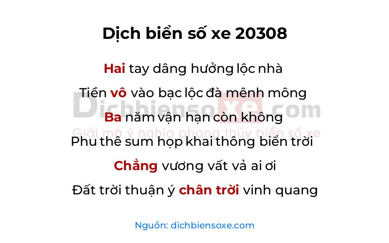 Dịch thơ biển số 20308