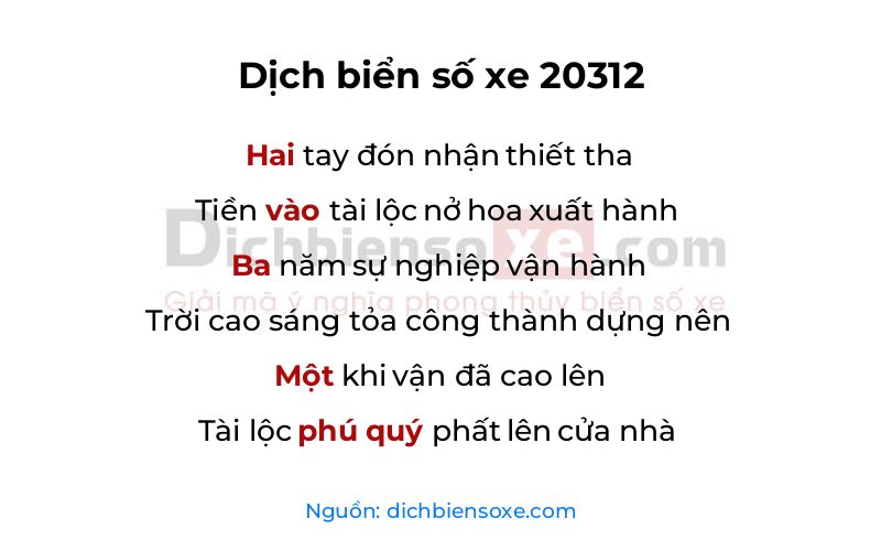 Dịch thơ biển số 20312