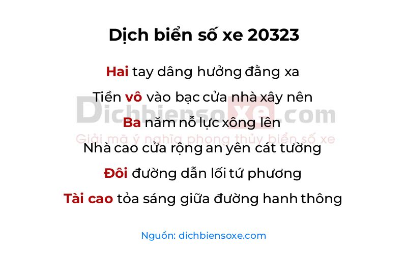 Dịch thơ biển số 20323