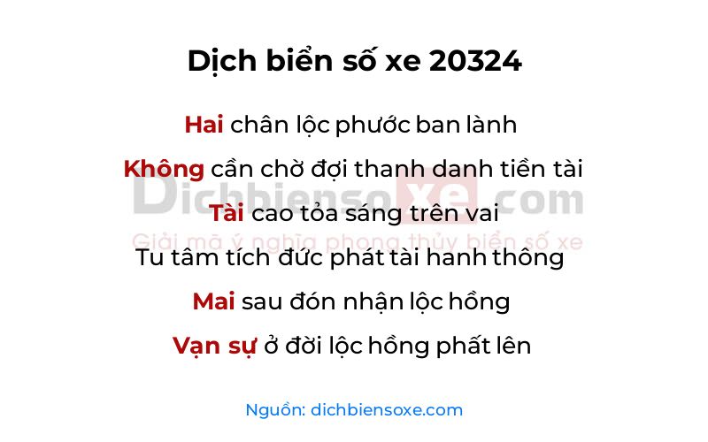 Dịch thơ biển số 20324