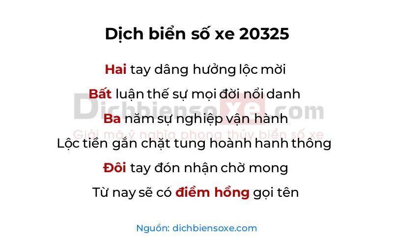 Dịch thơ biển số 20325