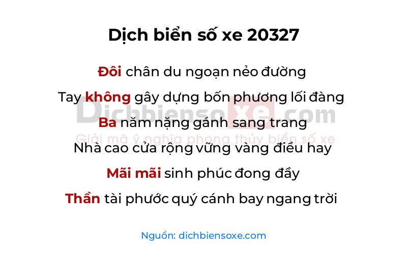 Dịch thơ biển số 20327