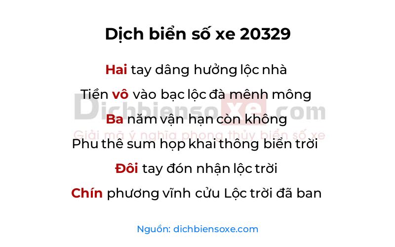 Dịch thơ biển số 20329