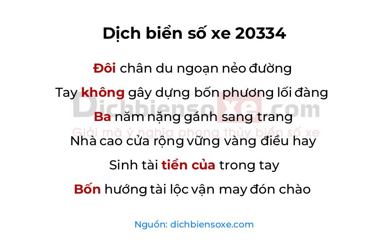 Dịch thơ biển số 20334