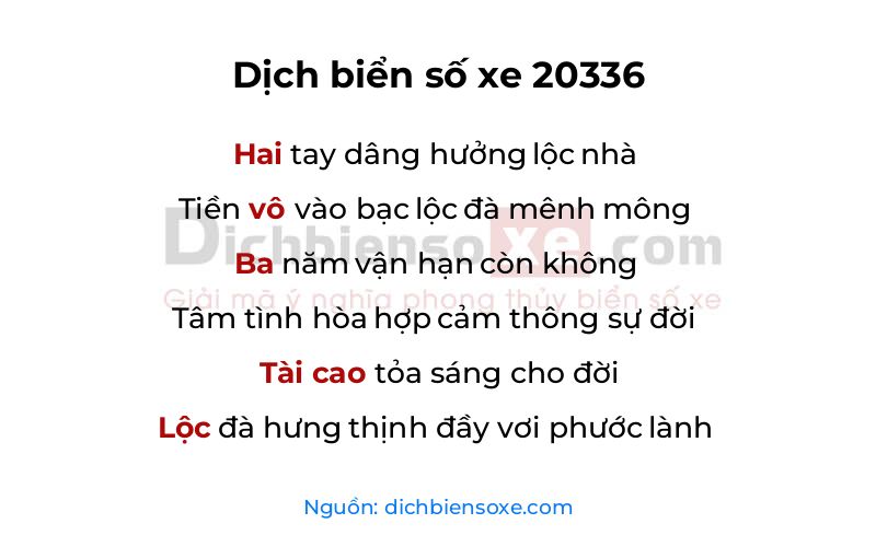 Dịch thơ biển số 20336