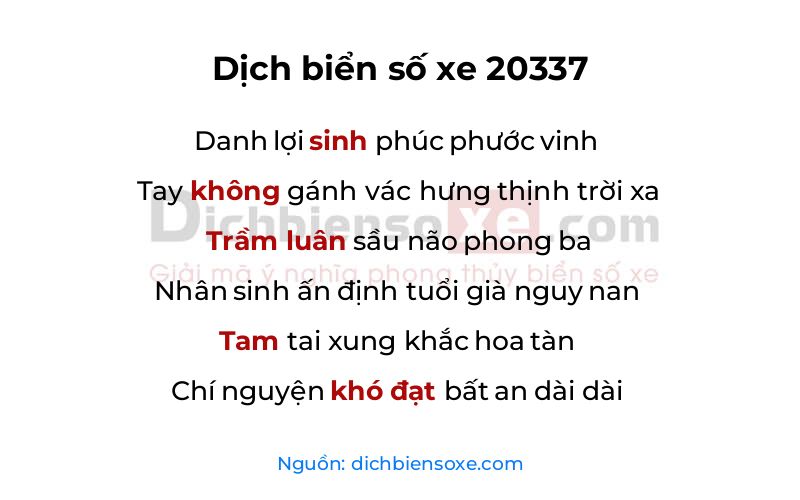 Dịch thơ biển số 20337