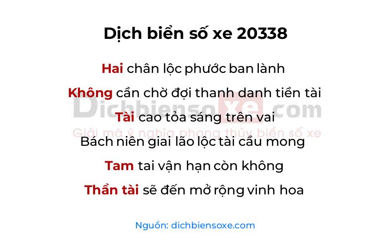 Dịch thơ biển số 20338