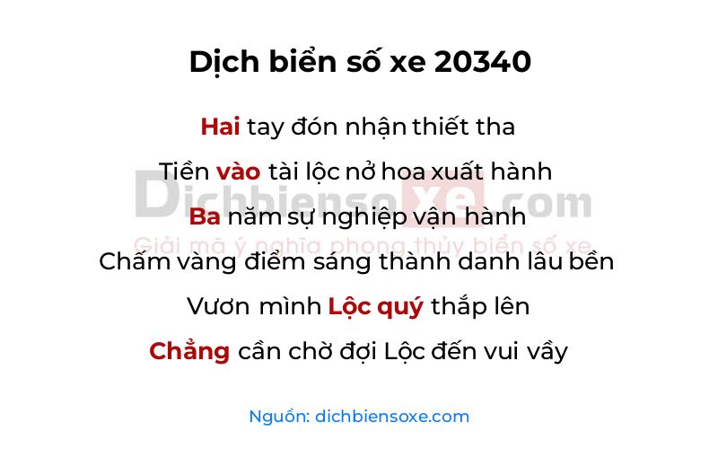 Dịch thơ biển số 20340