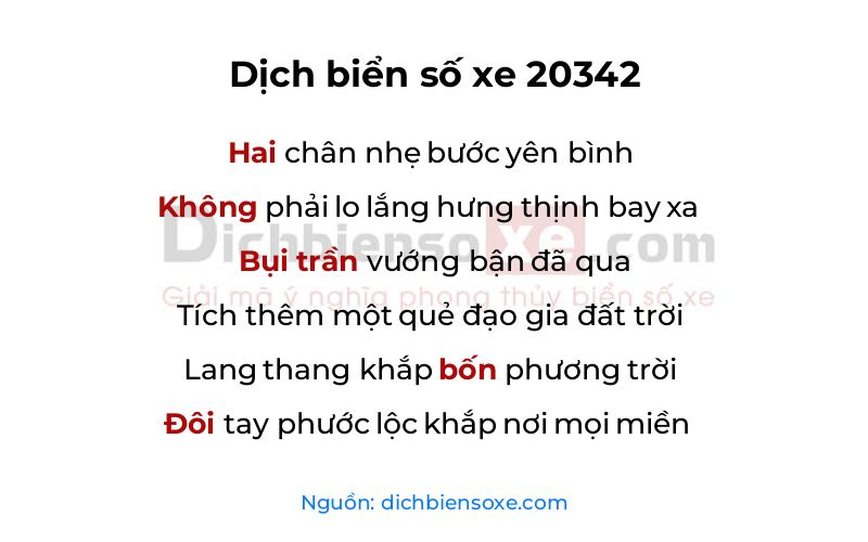 Dịch thơ biển số 20342