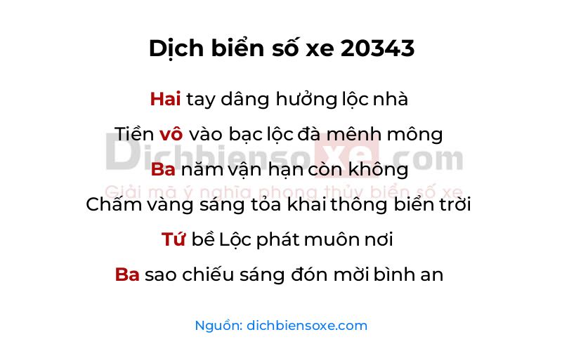 Dịch thơ biển số 20343
