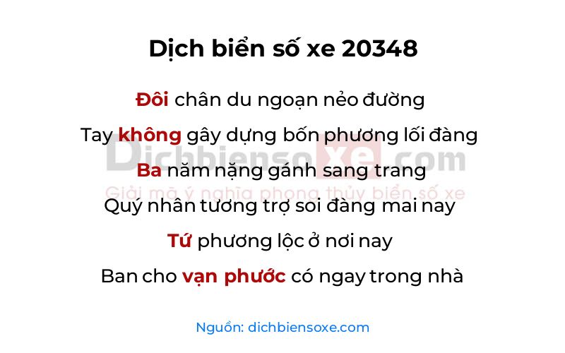 Dịch thơ biển số 20348