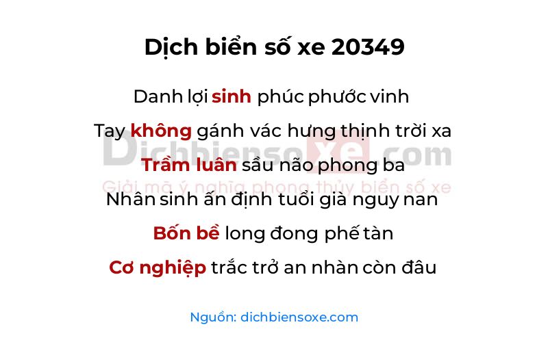 Dịch thơ biển số 20349