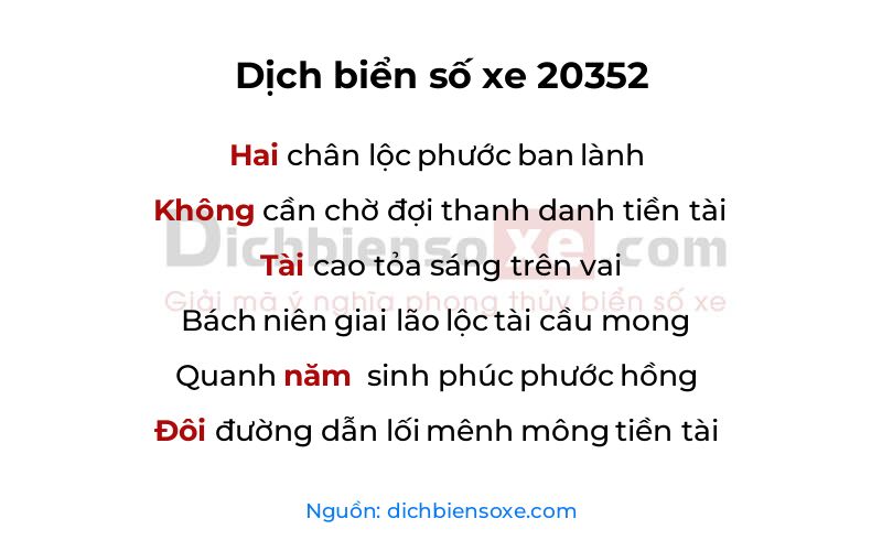 Dịch thơ biển số 20352
