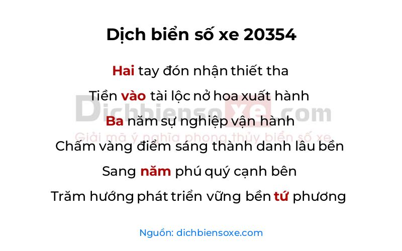 Dịch thơ biển số 20354