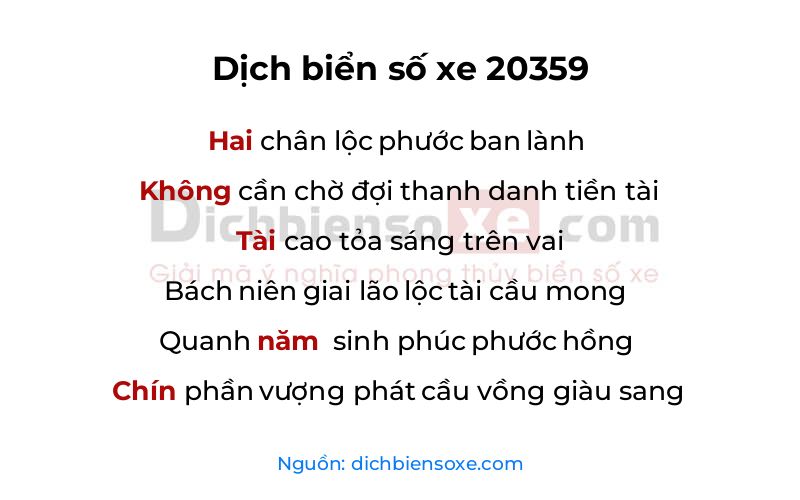 Dịch thơ biển số 20359