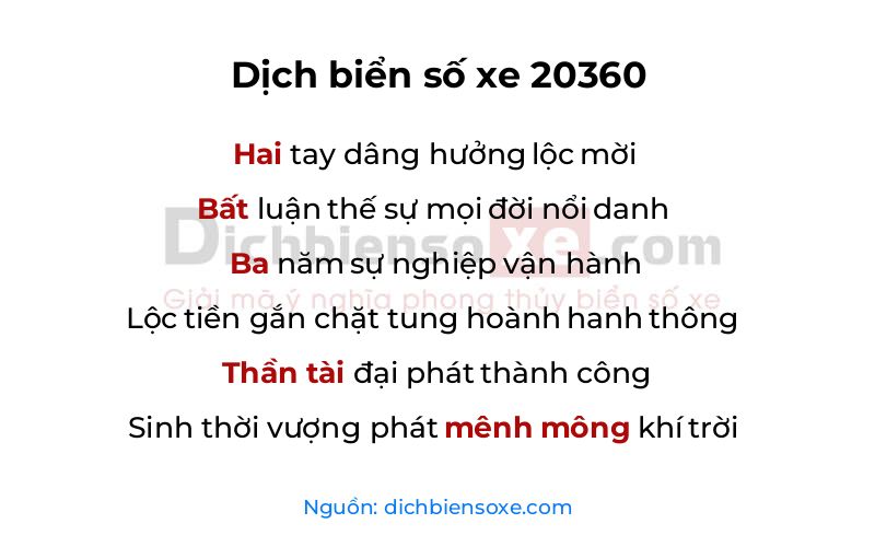 Dịch thơ biển số 20360