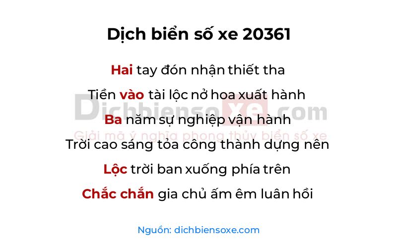 Dịch thơ biển số 20361