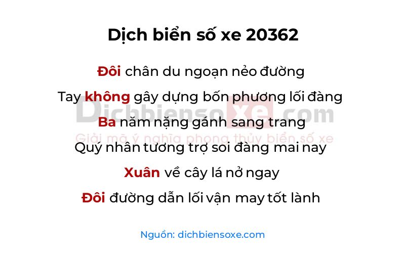 Dịch thơ biển số 20362