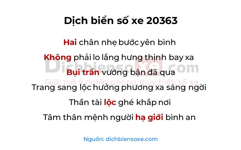 Dịch thơ biển số 20363