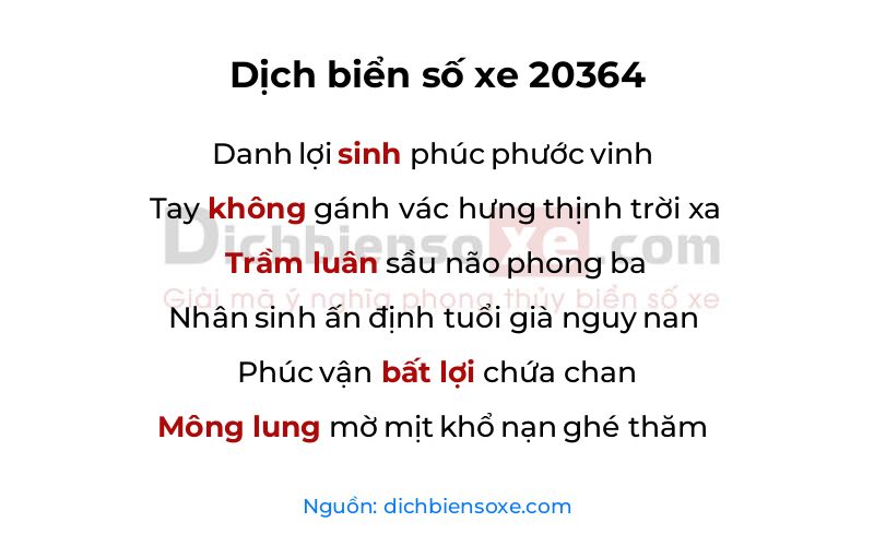 Dịch thơ biển số 20364
