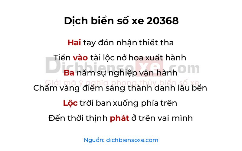 Dịch thơ biển số 20368
