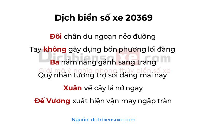 Dịch thơ biển số 20369