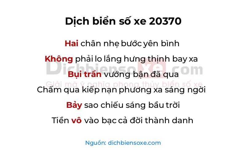Dịch thơ biển số 20370